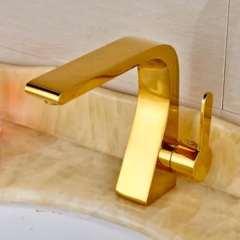 Modern Style Golden Color Bathroom Sink Faucet Single Handle Mixer Tap Solid Brass Deck Mounted
Modern Style Golden Color Bathroom Sink Faucet Single Handle Mixer Tap Solid Brass Deck Mounted