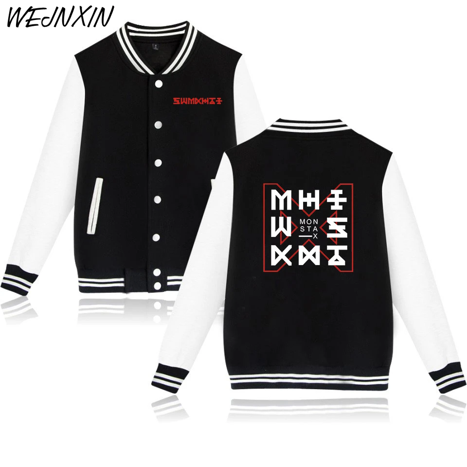 WEJNXIN Kpop Monster X Baseball Jacket Women Men Harajuku Hip Hop Sweatshirt Long Sleeve Hoodies Kpop MONSTA-X Fans Moletom
WEJNXIN Kpop Monster X Baseball Jacket Women Men Harajuku Hip Hop Sweatshirt Long Sleeve Hoodies Kpop MONSTA-X Fans Moletom