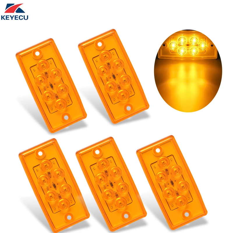 KEYECU 5x 12V Rectangle Amber 6 LED Cab Roof Top Clearance Turn Signal Tail Side Marker Light for Freightliner Truck Trailer RV
KEYECU 5x 12V Rectangle Amber 6 LED Cab Roof Top Clearance Turn Signal Tail Side Marker Light for Freightliner Truck Trailer RV
