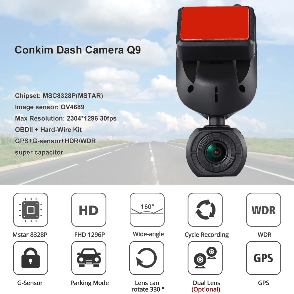 Conkim Новое поступление мини Q9 Dash камера автомобильный dvr конденсатор 1296P 1080P Full HD
