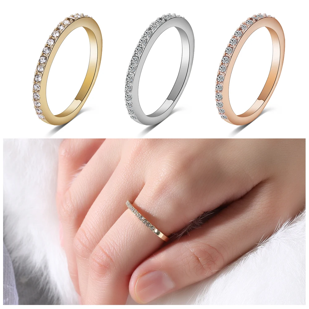 Lovely Rhinestone Ring Solid Rose Gold CZ Elegant Thin Ring Anniversary Engagement Wedding Valentines Day Gift Ring Women
Lovely Rhinestone Ring Solid Rose Gold CZ Elegant Thin Ring Anniversary Engagement Wedding Valentines Day Gift Ring Women