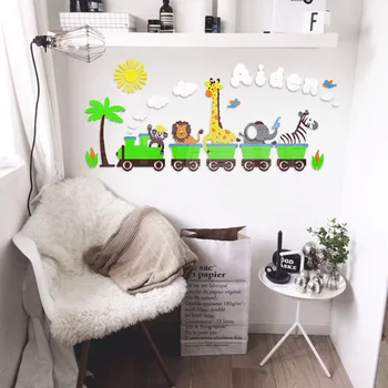 Cute children's room animal small train waist line 3D acrylic wall stickers rail train stickers
Cute children's room animal small train waist line 3D acrylic wall stickers rail train stickers