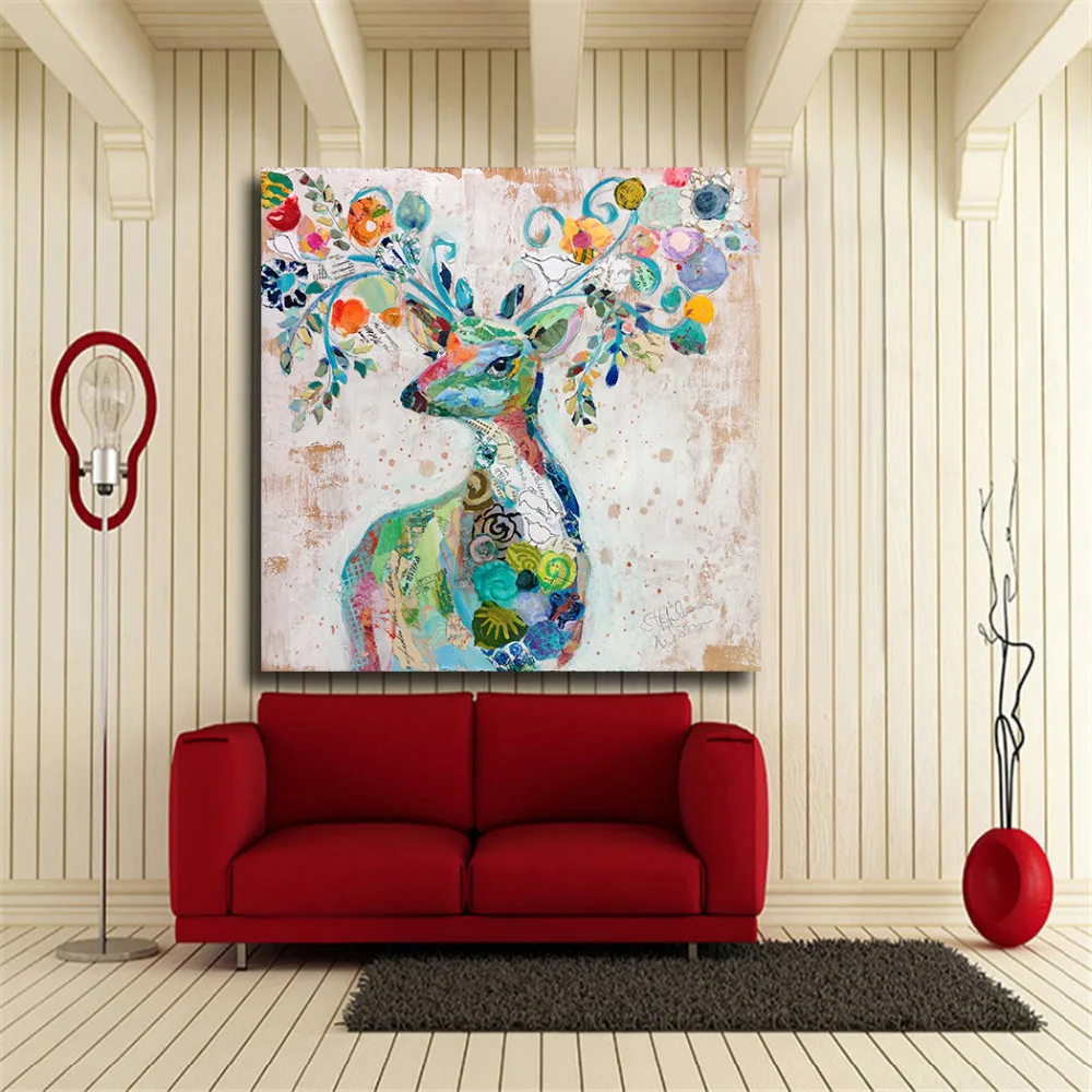 QKART Artwork Painting Deer Flowers Head Oil Painting on Canvas Wall Pictures for Living Room Wall Decor
QKART Artwork Painting Deer Flowers Head Oil Painting on Canvas Wall Pictures for Living Room Wall Decor
