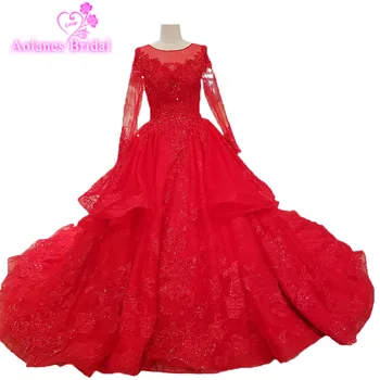 2018 Long Sleeves Red Tulle Wedding Dresses O-neck Cathedral Train Backless Ball Gown Princess Wedding Gowns Vestido De Noiva
2018 Long Sleeves Red Tulle Wedding Dresses O-neck Cathedral Train Backless Ball Gown Princess Wedding Gowns Vestido De Noiva