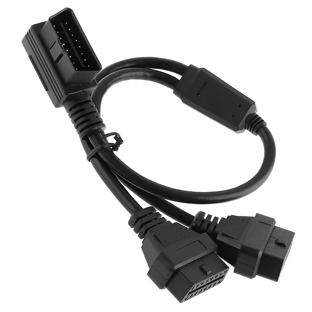 50CM One Drag Two OBD-II 90 Degrees L Type 16 Pin Male to 2 16 Pin Female Extended Connector Cable for Car Diagnostic Tool
50CM One Drag Two OBD-II 90 Degrees L Type 16 Pin Male to 2 16 Pin Female Extended Connector Cable for Car Diagnostic Tool