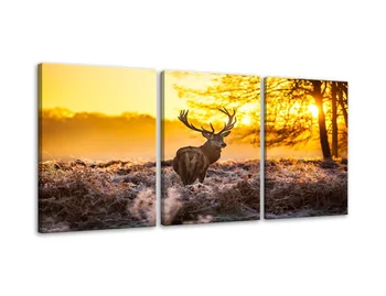 

3 Piece Deer Elks in Autumn Sunset Forest Canvas Prints Wall Art Paintings Home Decorations Modern Animal Scenery Landscape