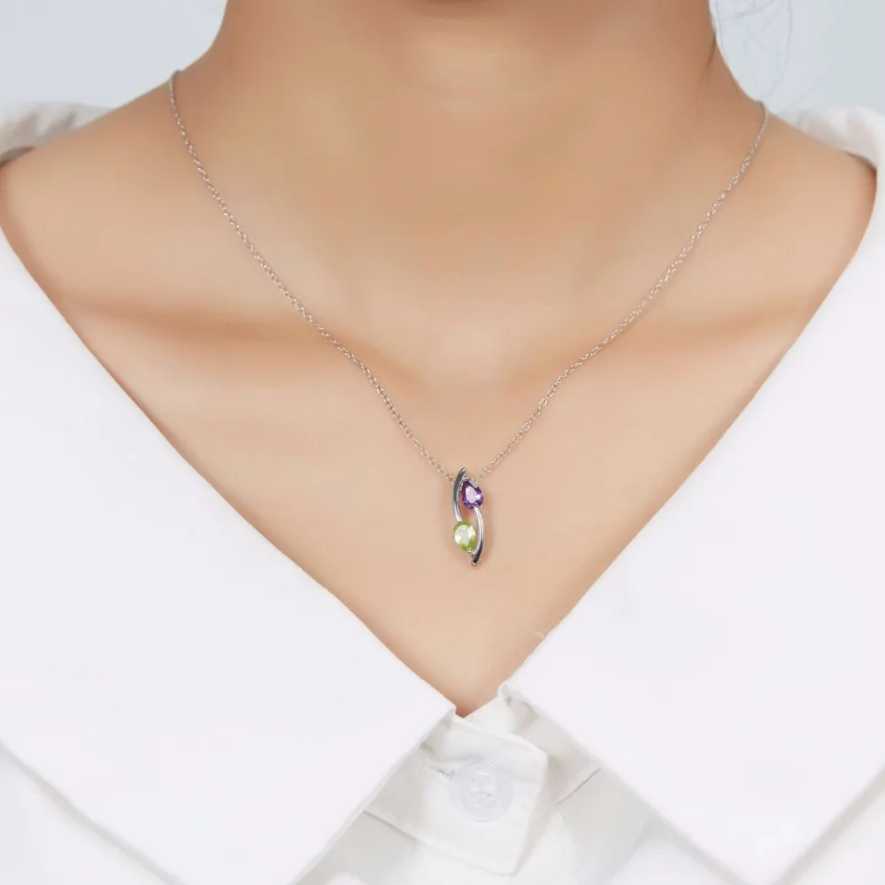 FD04 Real Gemstone Pendant Amethyst Peridot Solid 925 Sterling Silver Fine Jewelry Fashion Style Women's Necklace Gift
FD04 Real Gemstone Pendant Amethyst Peridot Solid 925 Sterling Silver Fine Jewelry Fashion Style Women's Necklace Gift