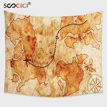 Cutom Tapestry Wall Hanging,Island Map Decor Authentic Distressed Grunge World Map and Wind Rose Compass Pattern Treasure Map
Cutom Tapestry Wall Hanging,Island Map Decor Authentic Distressed Grunge World Map and Wind Rose Compass Pattern Treasure Map