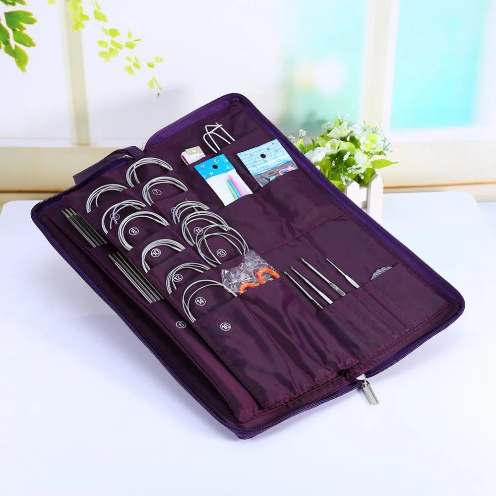 104pcs Straight Circular Knitting Needles Crochet Hook Weave Set with Bag Supplies New Design Different Sizes Stainless Steel
104pcs Straight Circular Knitting Needles Crochet Hook Weave Set with Bag Supplies New Design Different Sizes Stainless Steel
