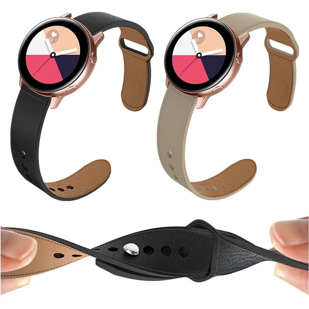Кожаный ремешок 20 мм/22 мм для Samsung Galaxy Watch 3 41 мм/45 мм/42 мм/46 мм/Активный браслет Garmin