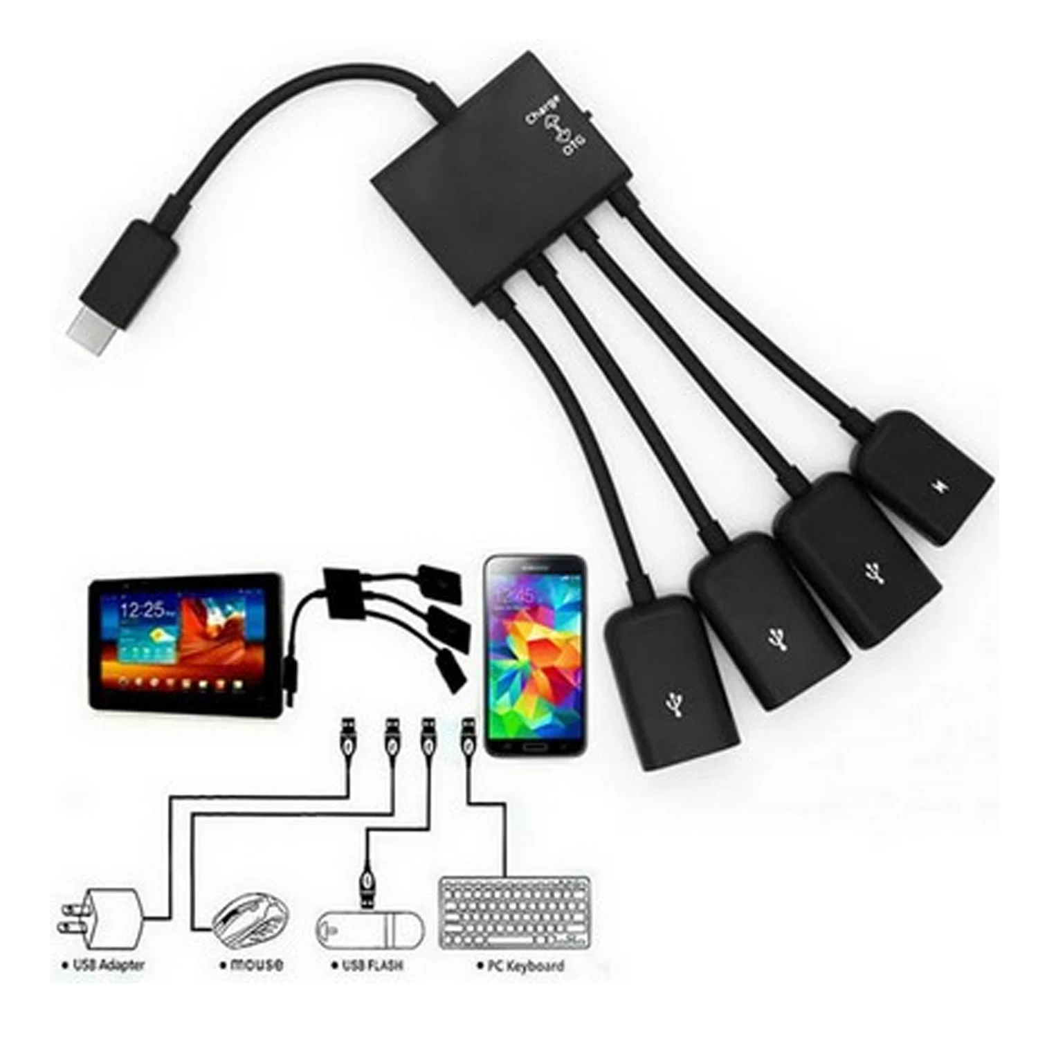 4 in 1 Multi-Function Male to Female Micro USB HUB OTG Host Cable Adapter for Android Smartphone Phone Tablet Samsung Galaxy
4 in 1 Multi-Function Male to Female Micro USB HUB OTG Host Cable Adapter for Android Smartphone Phone Tablet Samsung Galaxy