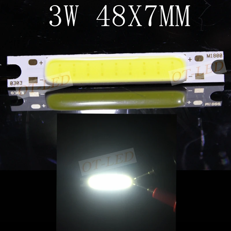 

10pcs/lot 3W COB LED Chip Emitter Strip Lights Bulb Lamp Pure White/Warm White for DIY 48X7MM