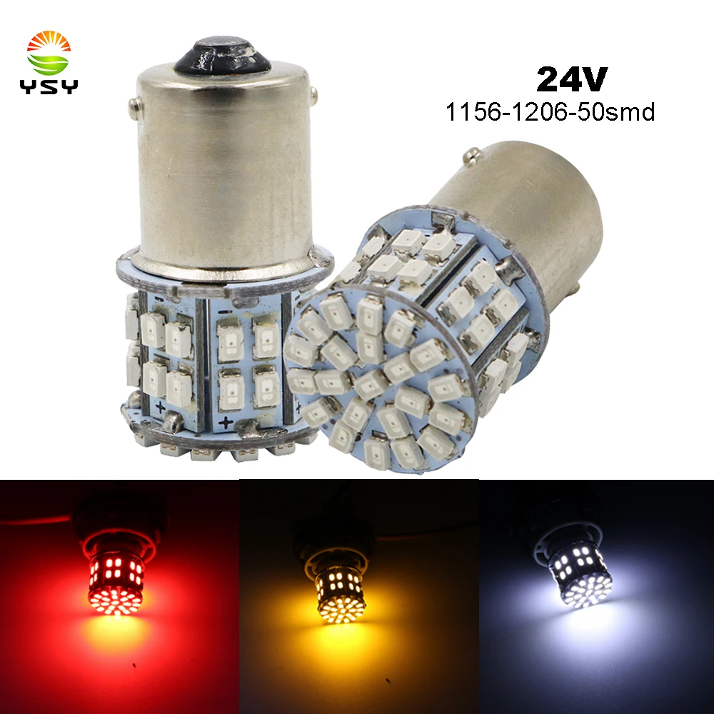 

10pcs 24V White 1206 50 SMD Led Bulbs 1156 BA15S P21W 400LM Vehicles Backup Tail Light Turn Signal Parking Lights Indicator