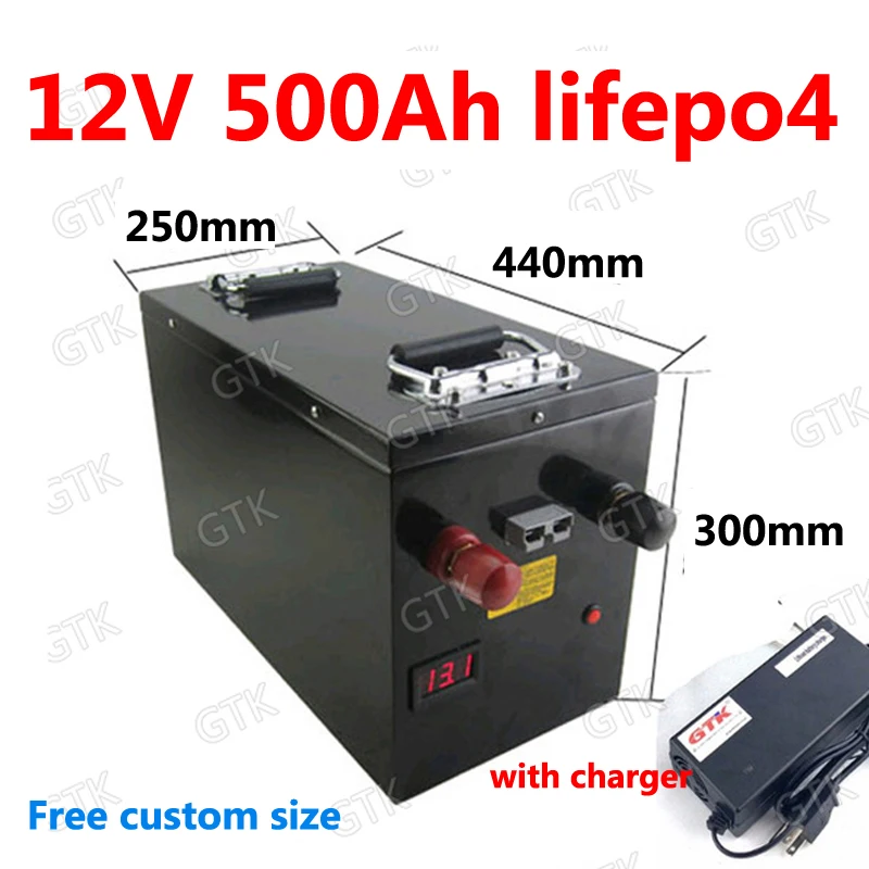 GTK 12.8V 12V 500AH Lifepo4 battery deep cycle for 3000W AGV golf cart EV Solar Storage backup power boat inverter +20A charger
GTK 12.8V 12V 500AH Lifepo4 battery deep cycle for 3000W AGV golf cart EV Solar Storage backup power boat inverter +20A charger
