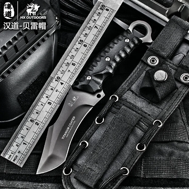 HX outdoors High quality tactical knife multi tool surface plated titanium Fixed black Knife Camping Tool survival hunting knive
HX outdoors High quality tactical knife multi tool surface plated titanium Fixed black Knife Camping Tool survival hunting knive