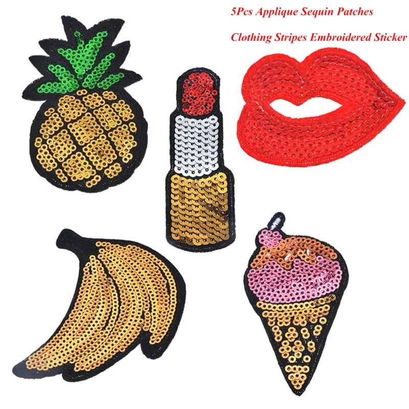 5Pcs/Set Applique Sequin Patches For Clothing Stripes On Cloth Embroidered Sticker Sew-On Pathes For Jeans Lipstick
5Pcs/Set Applique Sequin Patches For Clothing Stripes On Cloth Embroidered Sticker Sew-On Pathes For Jeans Lipstick
