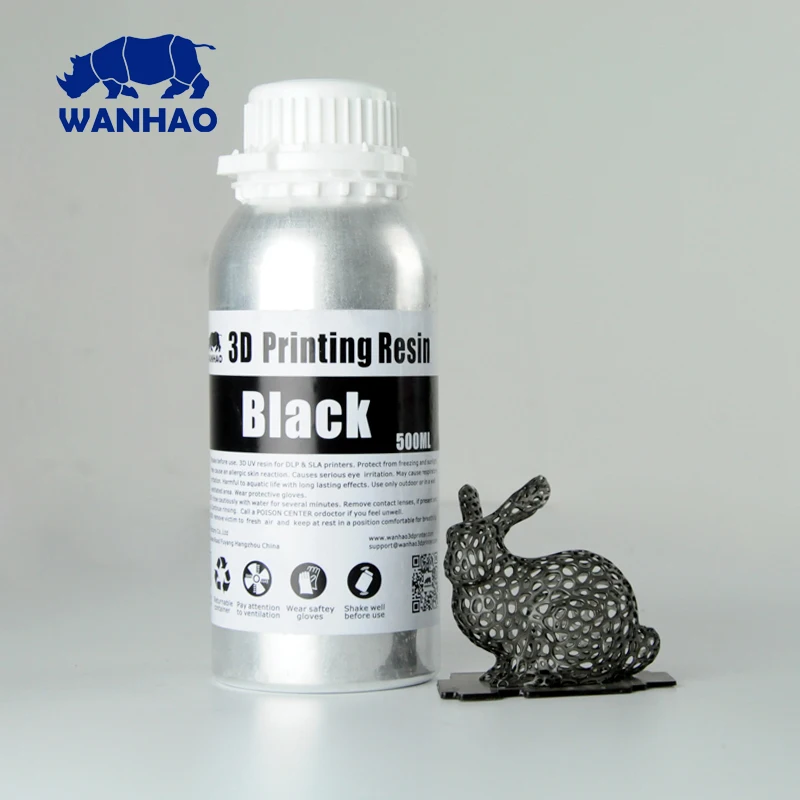 WANHAO Manufacturer New Aluminum Packaging Black Resin for LCD DLP / SLA D7 / D7 Plus / D8 3D Printer 500ml
WANHAO Manufacturer New Aluminum Packaging Black Resin for LCD DLP / SLA D7 / D7 Plus / D8 3D Printer 500ml
