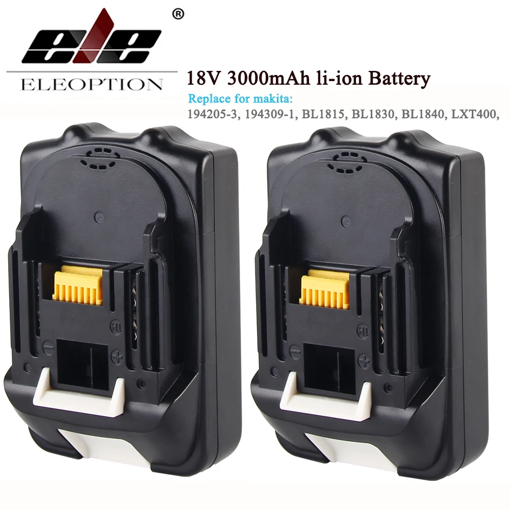 ELEOPTION 2PCS For Makita BL1830 18V Battery 3000mAh Rechargeable Li-ion Power Tools Batteries for Makita BL1835 BL1815
ELEOPTION 2PCS For Makita BL1830 18V Battery 3000mAh Rechargeable Li-ion Power Tools Batteries for Makita BL1835 BL1815