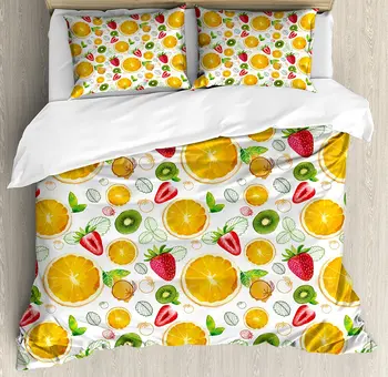 Fruits Duvet Cover Set Citrus Kiwi Lemon Leaves Apricot Watermelon Fresh Exotic Kitchen Bedding Set Earth Yellow Red Lime Green
Fruits Duvet Cover Set Citrus Kiwi Lemon Leaves Apricot Watermelon Fresh Exotic Kitchen Bedding Set Earth Yellow Red Lime Green