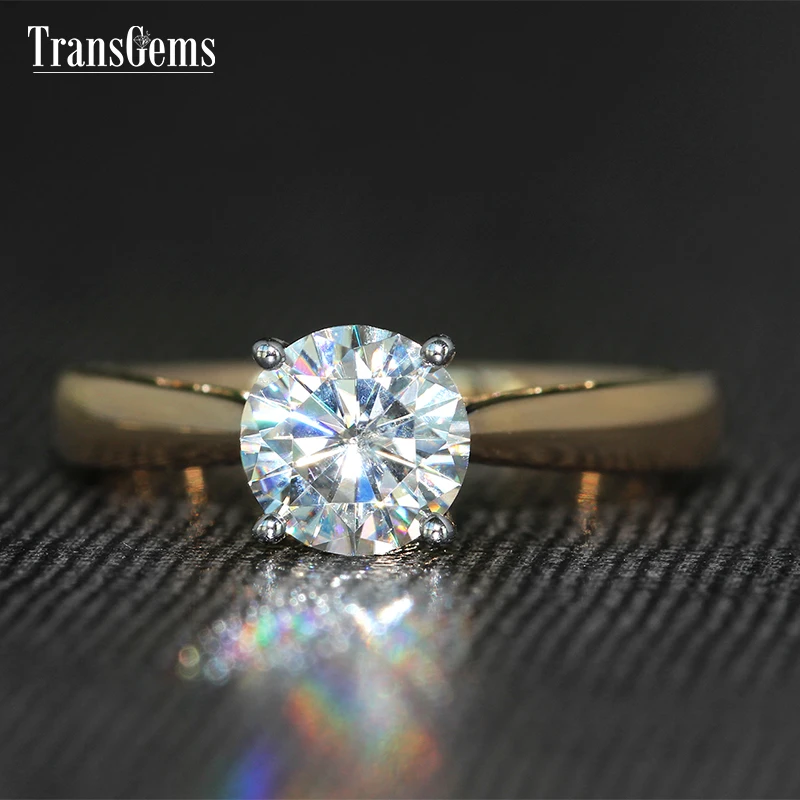 TransGems 1 Carat F Colorless Moissanite Sparkling Brilliant Wedding Ring 14K Two Tone Gold Engagement Solitaire Band for Women
TransGems 1 Carat F Colorless Moissanite Sparkling Brilliant Wedding Ring 14K Two Tone Gold Engagement Solitaire Band for Women