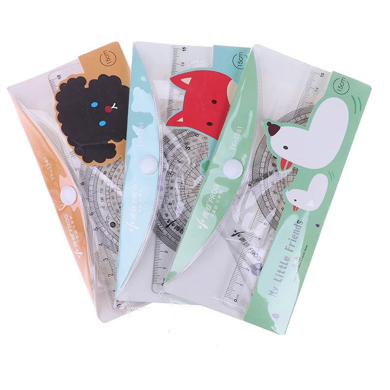 plastic school rulers straight angled triangle protractor patchwork 4Pcs ruler | Канцтовары для офиса и дома
