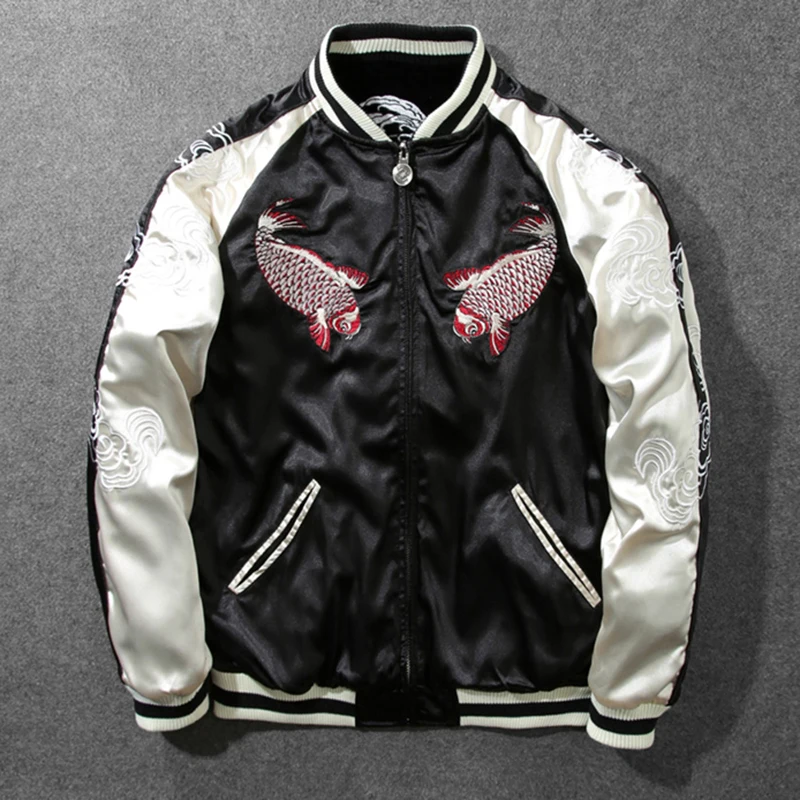 Japanese Style Jacket Double-sided Wear Yokosuka Jacket Male and Female Lovers Heavy Dragon Embroidered Pilot Bomber Jackets
Japanese Style Jacket Double-sided Wear Yokosuka Jacket Male and Female Lovers Heavy Dragon Embroidered Pilot Bomber Jackets