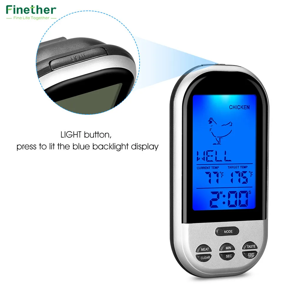 Wireless Food Cooking Thermometer LCD Barbecue Timer Digital Probe Meat Thermometer BBQ Temperature Gauge Kitchen Cooking Tools5