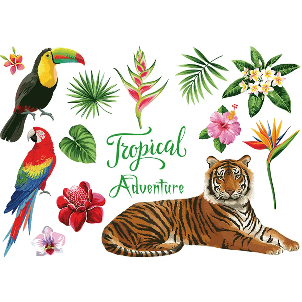Wall Decal Tropical Tiger PVC Creative Wall Stickers Jungle Animal Waterproof Mural Art Wallpaper 50*70cm Self-Adhesive
Wall Decal Tropical Tiger PVC Creative Wall Stickers Jungle Animal Waterproof Mural Art Wallpaper 50*70cm Self-Adhesive