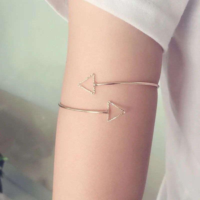 Punk Style Plated Gold Cuff Bracelets For Women Hollow Triangle Arrow Arm Bracelet & Bangle Simple Open Bangle
Punk Style Plated Gold Cuff Bracelets For Women Hollow Triangle Arrow Arm Bracelet & Bangle Simple Open Bangle