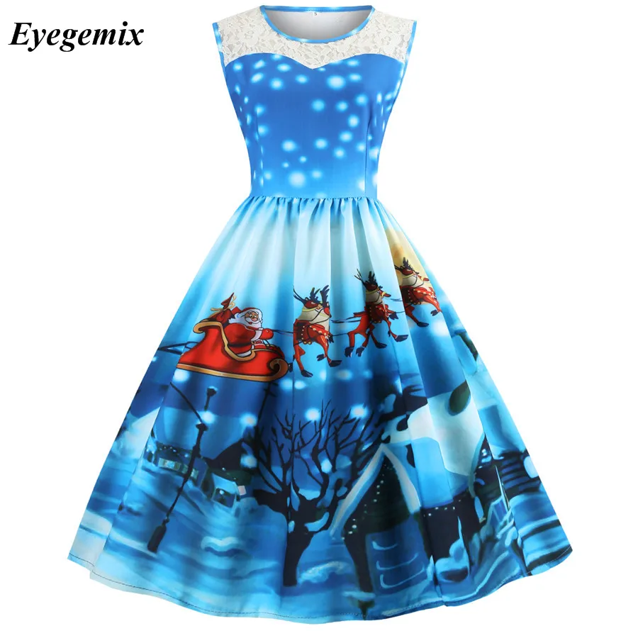 Vintage Women Christmas Dress Ladies Causal Floral Print Lace Dress Sleeveless Party Midi Dress Vestidos Femininos Robe 2019
Vintage Women Christmas Dress Ladies Causal Floral Print Lace Dress Sleeveless Party Midi Dress Vestidos Femininos Robe 2019