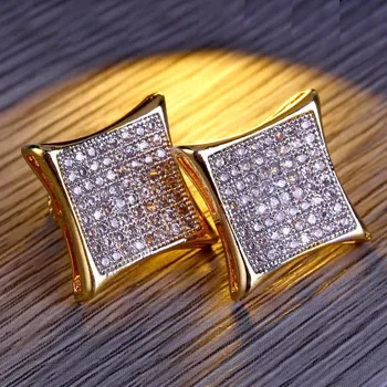 Men's Hip Hop Stud Earring Gold Color Copper Material Micro Pave Rhinestone Bling Ice Out Square Earring Men Rock Jewelry Screw
Men's Hip Hop Stud Earring Gold Color Copper Material Micro Pave Rhinestone Bling Ice Out Square Earring Men Rock Jewelry Screw