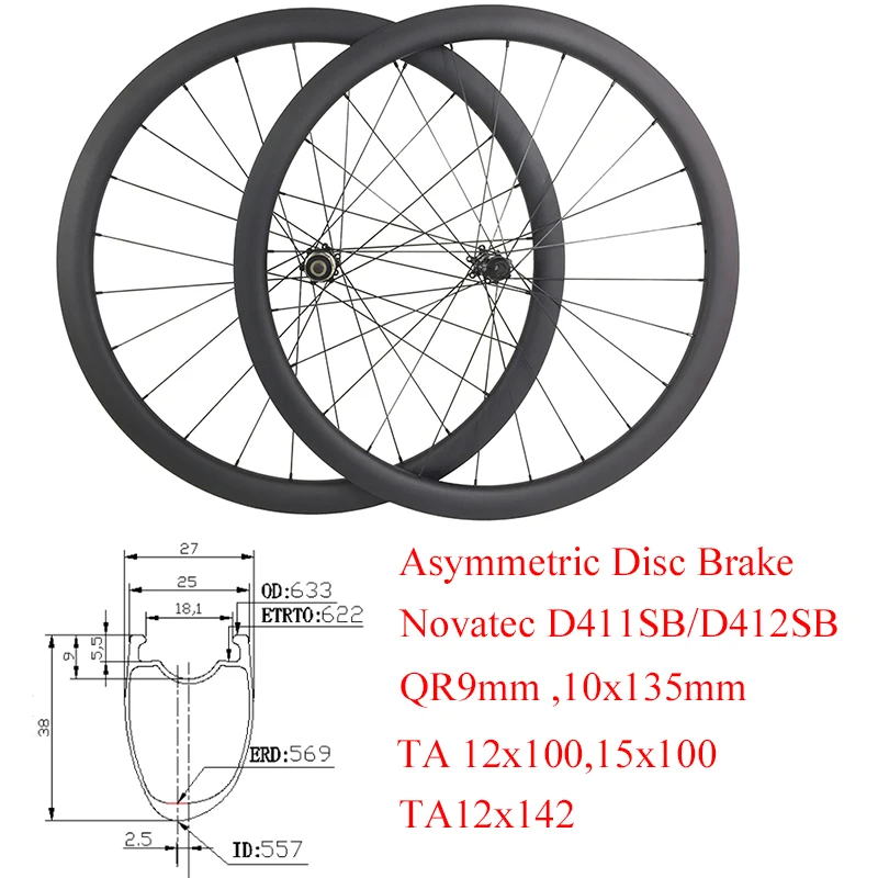 Tubular 1350g 38mm Asymmetrical Disc Brake Carbon Wheels 1490g Clincher Tubeless Ready Road Bike Wheel Novatec D411SBD412SB 700C
Tubular 1350g 38mm Asymmetrical Disc Brake Carbon Wheels 1490g Clincher Tubeless Ready Road Bike Wheel Novatec D411SBD412SB 700C