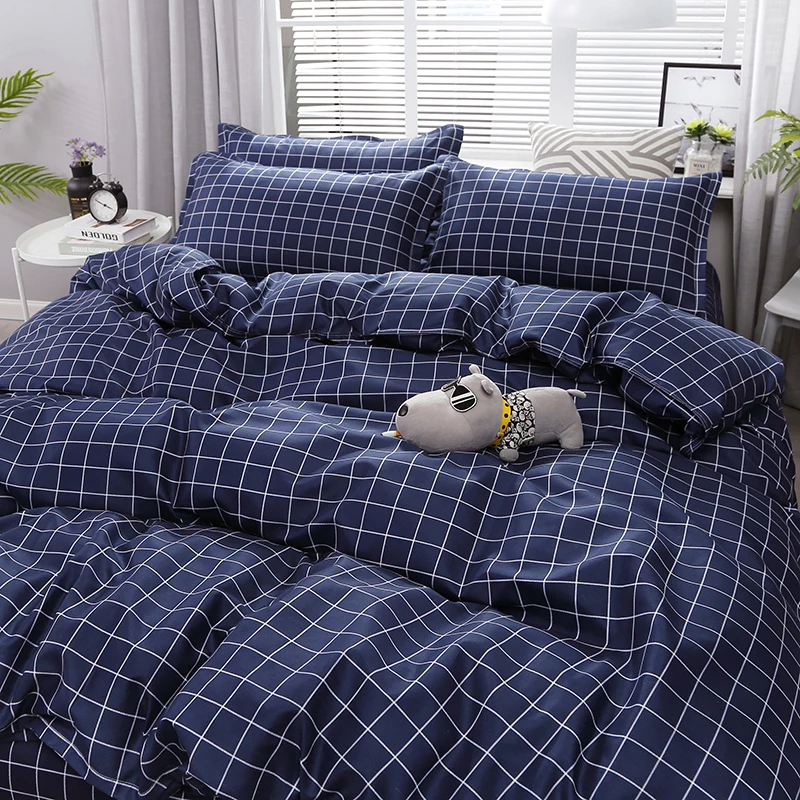 New Dark blue Plaid Stripe Pattern High Quality Bedding Set Bed Linings Duvet Cover Bed Sheet Pillowcases Cover Set
New Dark blue Plaid Stripe Pattern High Quality Bedding Set Bed Linings Duvet Cover Bed Sheet Pillowcases Cover Set