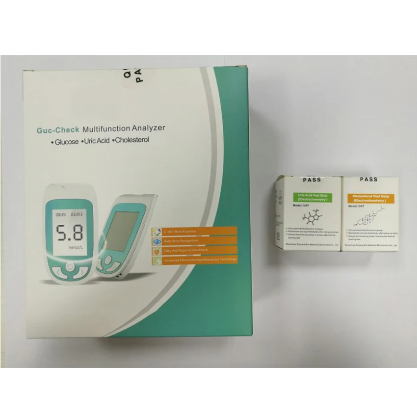 GUC-Check Multi-Function Monitoring System Cholesterol & Uric Acid Meter with 10pcs Cholesterol and 25pcs Uric Acid Test Strips
GUC-Check Multi-Function Monitoring System Cholesterol & Uric Acid Meter with 10pcs Cholesterol and 25pcs Uric Acid Test Strips