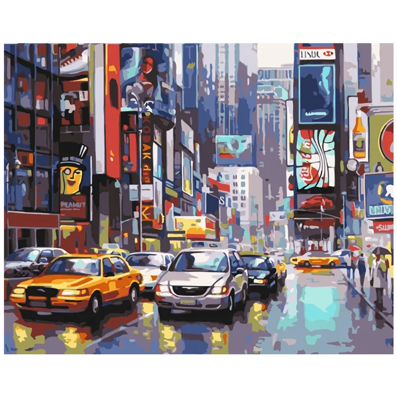 Painting By Numbers DIY Dropshipping 40x50 50x65cm Times Square in the rain Landscape Canvas Wedding Decoration Art picture Gift
Painting By Numbers DIY Dropshipping 40x50 50x65cm Times Square in the rain Landscape Canvas Wedding Decoration Art picture Gift