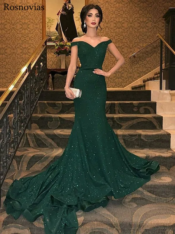2019 Dark Green Mermaid Evening Dresses Long Off Shoulder Zipper Back Sweep Train Beaded Prom Party Gowns Vestidos De Fiesta 
2019 Dark Green Mermaid Evening Dresses Long Off Shoulder Zipper Back Sweep Train Beaded Prom Party Gowns Vestidos De Fiesta