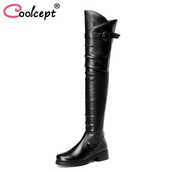 CoolCept Women Over The Knee Boots Genuine Leather Women Shoes Fur Metal Buckle Flats Boots Fashion Sexy Woman Boots Size 34-39
CoolCept Women Over The Knee Boots Genuine Leather Women Shoes Fur Metal Buckle Flats Boots Fashion Sexy Woman Boots Size 34-39