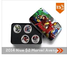 2014 Niue 1 oz Colorized Silver Marvel Avengers with box