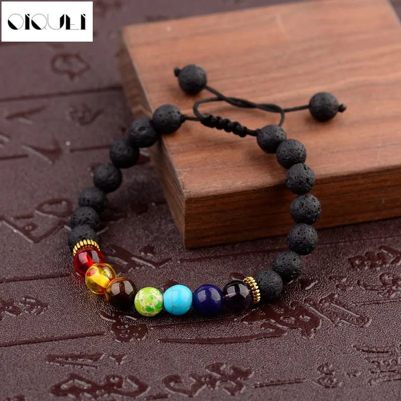 OIQUEI Men Women 7 Chakra Beads Macrame Braided Bracelets Lava Rock Natural Stone Essential Oil Diffuser Bracelet Bangle Hommes
OIQUEI Men Women 7 Chakra Beads Macrame Braided Bracelets Lava Rock Natural Stone Essential Oil Diffuser Bracelet Bangle Hommes