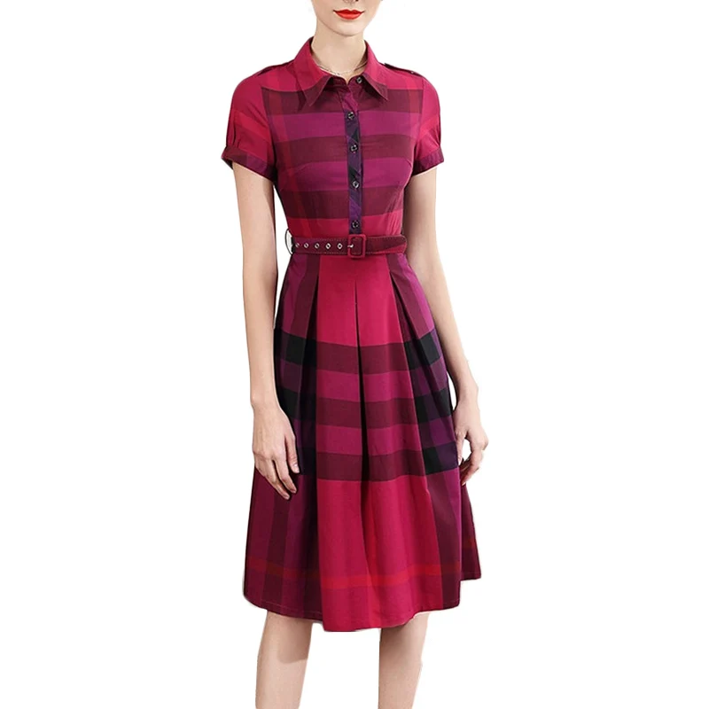 2019 Spring Summer New Plaid Dress Women Long Casual Dresses High quality Women's Body lapels pleated Dresses Midi Vestidos F409
2019 Spring Summer New Plaid Dress Women Long Casual Dresses High quality Women's Body lapels pleated Dresses Midi Vestidos F409