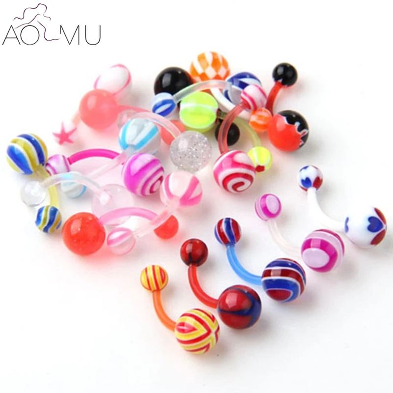 AOMU 10Pcs/Lot Wholesale 14G 1.6*10*5/8mm Ball Colorful UV Acrylic Belly Button Ring Ball Barbell Navel Piercing Body Jewelry
AOMU 10Pcs/Lot Wholesale 14G 1.6*10*5/8mm Ball Colorful UV Acrylic Belly Button Ring Ball Barbell Navel Piercing Body Jewelry