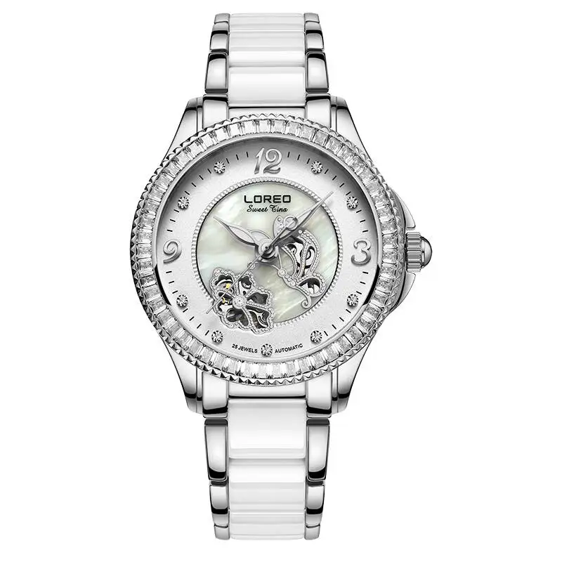 

LOREO 1108 Germany watches luxury brand skeleton ceramics automatic diamond sapphire automatic mechanical fashion dress watch