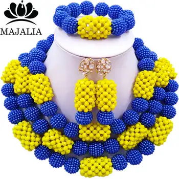 Majalia Fashion Charming Nigerian Wedding African Jewelry Set Blue and Opaque yellow Crystal Necklace Bride Jewelry Sets 3SZ074
Majalia Fashion Charming Nigerian Wedding African Jewelry Set Blue and Opaque yellow Crystal Necklace Bride Jewelry Sets 3SZ074