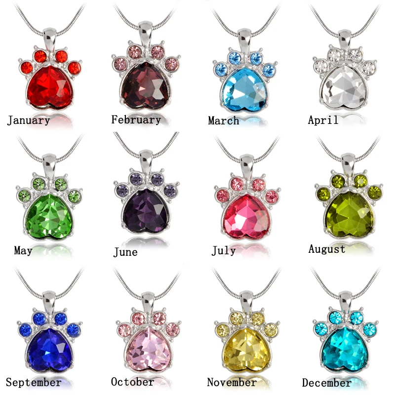 Twelve Months Birth Stone Dog Claw Necklace Inlay Heart Rhinestones Pet Birthday Memorial Pendants Birthday Gift Choker Necklace
Twelve Months Birth Stone Dog Claw Necklace Inlay Heart Rhinestones Pet Birthday Memorial Pendants Birthday Gift Choker Necklace
