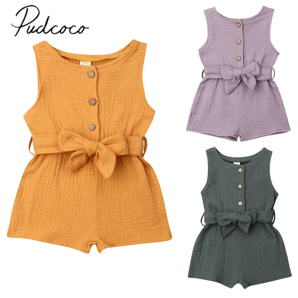 2019 Baby Summer Clothing Toddler Newborn Baby Girls Boys Cotton Linen Romper Sleeveless Jumpsuits Solid Playsuits Sash Outfits
2019 Baby Summer Clothing Toddler Newborn Baby Girls Boys Cotton Linen Romper Sleeveless Jumpsuits Solid Playsuits Sash Outfits
