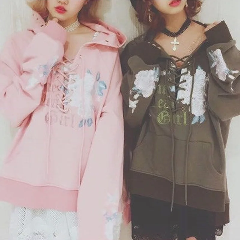 Cool Harajuku Flower Embroidery Oversize Hooded Sweatshirt Loose Long Sleeve Hoodies Irregular Length Pink & Green
Cool Harajuku Flower Embroidery Oversize Hooded Sweatshirt Loose Long Sleeve Hoodies Irregular Length Pink & Green