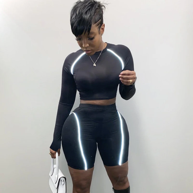 Simenual Sporty Casual Fitness Matching Sets Women Workout Active Wear Two Piece Outfits Reflective Striped Top And Shorts Set
Simenual Sporty Casual Fitness Matching Sets Women Workout Active Wear Two Piece Outfits Reflective Striped Top And Shorts Set