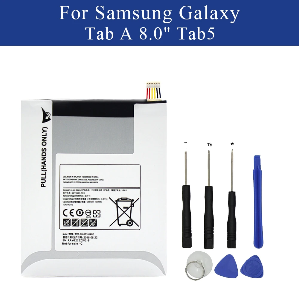 Original Tablet Battery For Samsung GALAXY Tab A 8.0 T355C EB-BT355ABE GALAXY Tab5 SM-T355 T350 SM-P350 P355C T357W
Original Tablet Battery For Samsung GALAXY Tab A 8.0 T355C EB-BT355ABE GALAXY Tab5 SM-T355 T350 SM-P350 P355C T357W