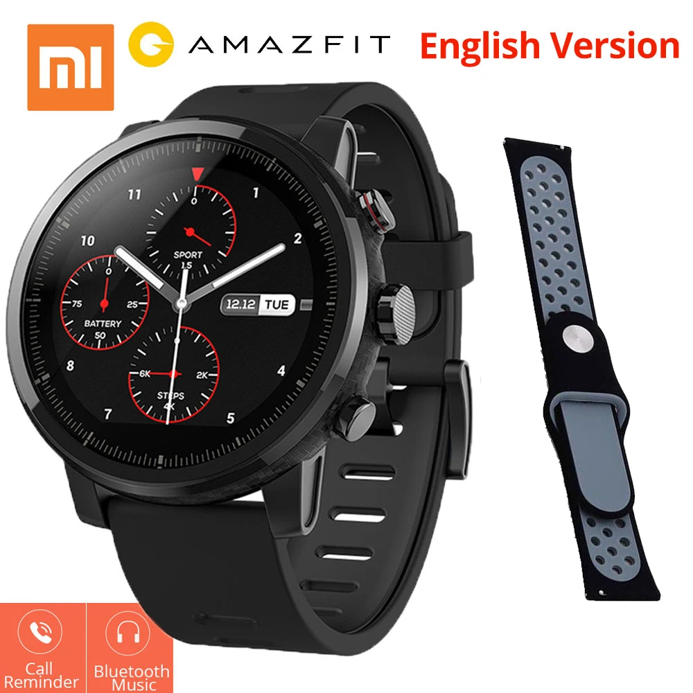 

Xiaomi Mi Huami Amazfit Smart Watch Stratos 2 English Version Sports Smartwatch With GPS PPG Heart Rate Monitor 5ATM Waterproof