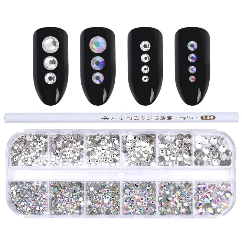 2 Pcs AB Color Nail Art Rhinestone Clear Black White Flat Bottom Multi-size Manicure DIY Nail Art 3D Decoration & Dotting Pen
2 Pcs AB Color Nail Art Rhinestone Clear Black White Flat Bottom Multi-size Manicure DIY Nail Art 3D Decoration & Dotting Pen